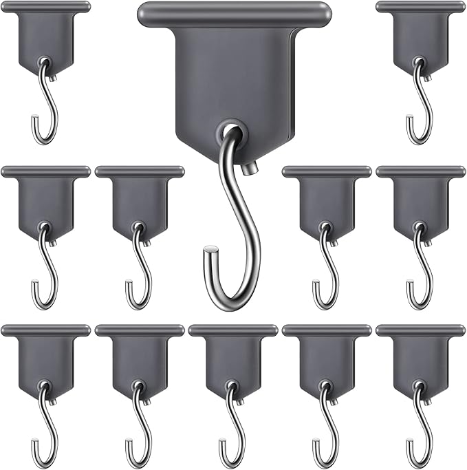BBTO Rv Awning Hooks for Lights Camping Awning Accessory Hangers S Shaped Hooks Set Rv Party Light Hangers for Christmas Party Camping Tent Indoor and Outdoor Supplies (Grey and Silver,12 Pairs)