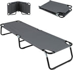 Giantex Folding Camping Cot for Adults, Portable Sleeping Cot Bed with 600D Oxford Fabric, Heavy Duty Frame, 350Lbs Capacity, 1-Step Use, Outdoor Lounge Chair for Sleepover Hiking, Home & Office, Grey