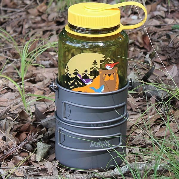 Maxi Titanium 750ml Pot and 420ml Bowl Combo Set, Grade 1 Titanium Stackable Camping Cookware, Ultralight Backpacking Pot Set
