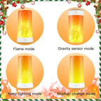 LED Flame Effect Light, Flame Lamp 4 Modes USB Rechargeable Fire Lights Indoor Campfire Outdoor Decorative Lantern Hanging Lamps Fireplace Romantic Light for Home Party Camping Bar