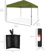 Best Choice Products 10x10ft Pop Up Canopy Tent, Outdoor Shade, 1 Person 1 Minute Set Up, Carry Case, 4 Weight Bags - Olive Green