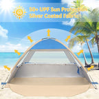Gorich Beach Tent Sun Shelter for 3/4-5/6-7/8-10 Person with UPF 50＋ UV Protection, Lightweight & Easy Setup Beach Shade Canopy, Portable Beach Shade Tent Beach Cabana