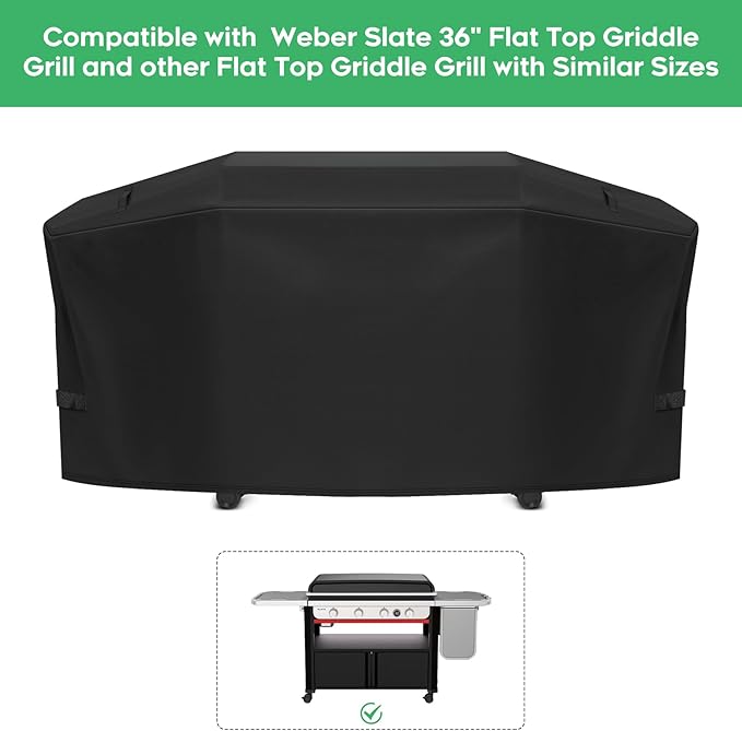 Heavy-Duty 600D Grill Cover fit for Weber Slate 36" Flat Top Griddle Grill，3400120 Weber Slate 36" Griddle Outdoor Waterproof Griddle Cover