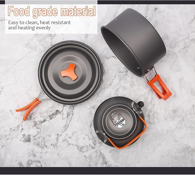 Small teapot Combo Set Pot Camping Combo Set Pot Tableware Portable Outdoor cookware Pot Hard softened Aluminum