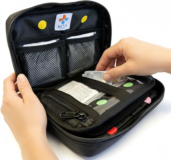 MediKit: Medical Kit with 20 Types of Essential Medications for Pain, Cold, Allergy, Stomach and Other Common Ailments. Compact 6"x8". Perfect for Vacationers, Business Travelers, Students and Campers