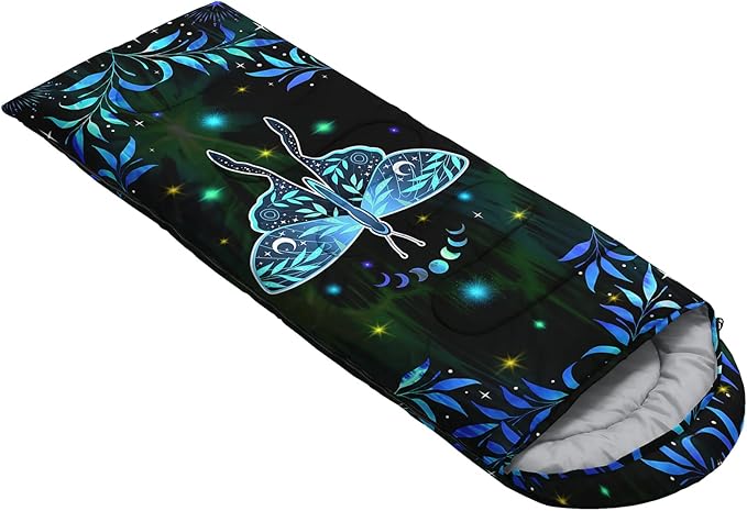 AILONEN Kawaii Panda Sleeping Bags,Lightweight & Waterproof,3 Season Warm & Cool Weather,Dreamy Purple Flower Animal Themed Sleeping Bags for Boys,Girls,Kids,Adults Travelling,Outdoors