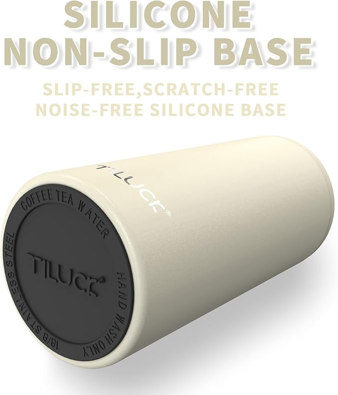 TILUCK Skinny Can Cooler for Slim Beer & Hard Seltzer, Stainless Steel, Doucle-Walled Stainless Steel Insulated Slim Cans, Standard 12 oz (Frosted Beige)