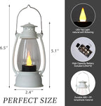 White Mini Lanterns Decorative 6-Pcs for Wedding & Ramadan, Eid, Small Elegant Lantern with LED Light for Western Cowboy Parties, Camping Baby Shower Birthday Party, Centerpiece Table
