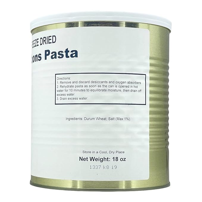 Military Surplus Freeze-Dried Ribbon Pasta 18 Oz – Fully Cooked | 25+ Year Shelf Life | Breakfast Meal, Ready-to-Eat Survival Food for Emergency, Camping, Hiking, Bug-Out Bags | Long-Term Storage