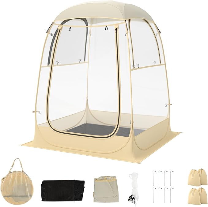 Goplus Sports Tent, Instant Pop up Weatherproof Shelter, Portable & Foldable Outdoor Clear View Bubble Tent w/Carrying Bag, Floor Mat, Watch Sports Events Camping (1-2 Person 4.2 x 4.2 ft)