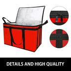 Bodaon 3-Pack Insulated Food Delivery Bag for Hot and Cold Meal, XXX-Large Cooler Bags, Grocery Tote Insulation Bag for Catering, Pizza Warmer, Red