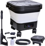 Portable Cordless Pressure Washer with 3.4Gal Tank, 580PSI Max, 7-Level Adjustable Sprayer, 360° Nozzle, 23FT Hose, 20000mAh Battery, Foldable Design with Wheels for Car, Camping, Garden