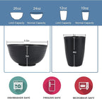 Wrova Wheat Straw Dinnerware Set of 40 Pieces - 10" & 9" Plates, 6" Snack Plates, 26oz & 12oz Bowls & Cups - Unbreakable, Microwave & Dishwasher Safe - Black