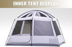 Three Bears 6-Person Tent, 3000mm Waterproof Double-Layer Tent with Room Dividers, Family Tent with Color-Coded Connection Buckles, Front and Rear Vestibules Can Be Set Up as Sunshade Canopies