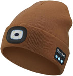 Bluetooth Beanie with Light, USB Rechargeable LED Headlamp Winter Hat, Men Women Valentine's Day Gifts