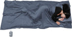 Browint Silk/Cotton Travel Sheet with Double Zippers, 87"x43" Extra Wide Sleep Sack for Hotels, Lightweight Sleeping Bag Liner for Camping, Traveler Rectangular with Pillow Pocket …