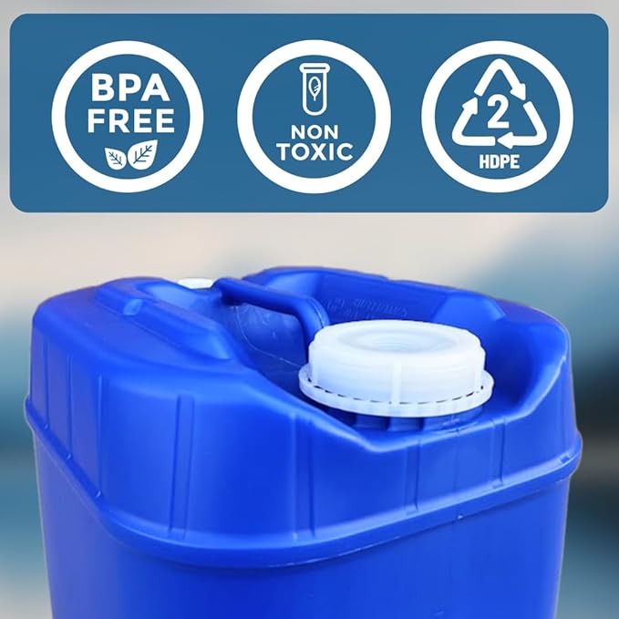 5-Gallon Stackable Water Storage Containers, 5 Gallons Each w/Lids + Spigot, Easy Fill, Survial Supply Emergency Water Storage for Camping and Disaster Preparedness, RV, 50 Gallon (10 Tanks)