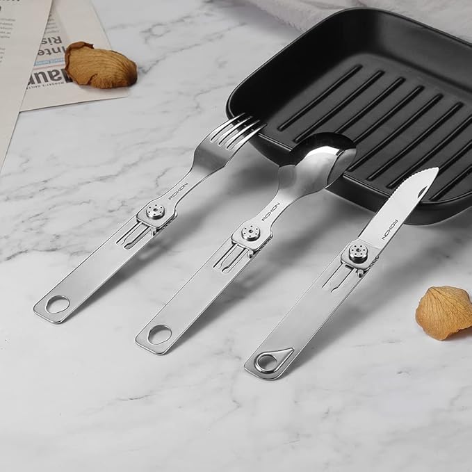 ROXON C1 3 IN 1 Camping Utensils Detachable Cutlery Knife Spoon Fork for Outdoor Camping Hiking