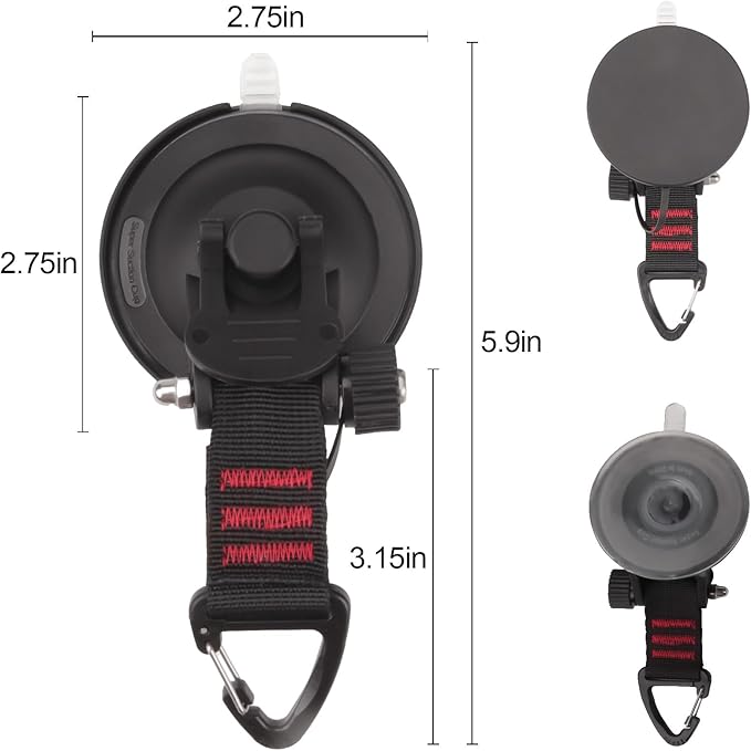 Heavy Duty Suction Cup Hooks, Car Camping Essentials Tie Down Anchor, Window Hooks, Glass Suction Cups, RV Van Car Awning, SUV Tent, Truck Camping, 4 Pcs
