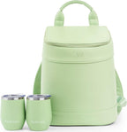 Insulated Cooler Backpack with 2 Stainless Steel Wine Tumblers – Leakproof & Spillproof Stylish Vegan Leather Picnic Cooler Bag – Lightweight & Portable – Holds 24 Cans or 6 Wine Bottles