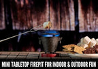 Mini Tabletop Fire Pit and Cast Iron Hibachi Grill Pan, Camping Tabletop Fire Pit Indoor & Outdoor Grill for Smores, BBQ, Smores Maker, Smokeless Firepit, Portable Mini Japanese Grill by Chef Master