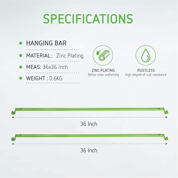 2pcs VIVOSUN Grow Tent Support Poles, Hanging Bar for 3x3 Grow Tent 36"x36" (Pack of 2)