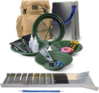 ASR Outdoor 24pc Deluxe 50" Backpack Folding Gold Sluice Box Kit Gold Prospecting Equipment Set, Khaki