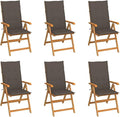 Patio Chairs 6 pcs,Outdoor Folding Chair,Lounge Chair,Portable Camping Chair,Tanning Chairs for Outside,Garden Chair,for Outdoor Patio, Campsite, or Yard, with Taupe Cushions Solid Teak Wood