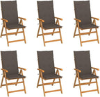 Patio Chairs 6 pcs,Outdoor Folding Chair,Lounge Chair,Portable Camping Chair,Tanning Chairs for Outside,Garden Chair,for Outdoor Patio, Campsite, or Yard, with Taupe Cushions Solid Teak Wood