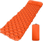 Ultralight Camping Inflatable Sleeping Pad - Built-in Headrest Air Cushion for Travel Hiking Outdoor Adventures(01Orange)