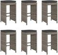 Patio Bar Stools with Cushions 6 pcs Gray Poly Rattan Dinning Chairs Camping Chair Camping Chairs Porch Chairs for Outdoor Dining Bedroom Patio