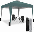SANWAY 10x10 Pop up Canopy Tent, One-Button, Outdoor Instant Canopy Protable for Events, Camping, Parties, Vendor, Beach Tent - Dark Green