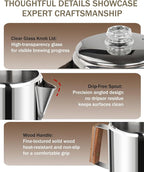 Coffee Maker Coffee Percolator 304 Stainless Steel Pot Stovetop Easy Brewing Even Heating 6 Cup 33.8oz 1000ml Silver Classic Design Heat Resistant Home Camping Outdoor