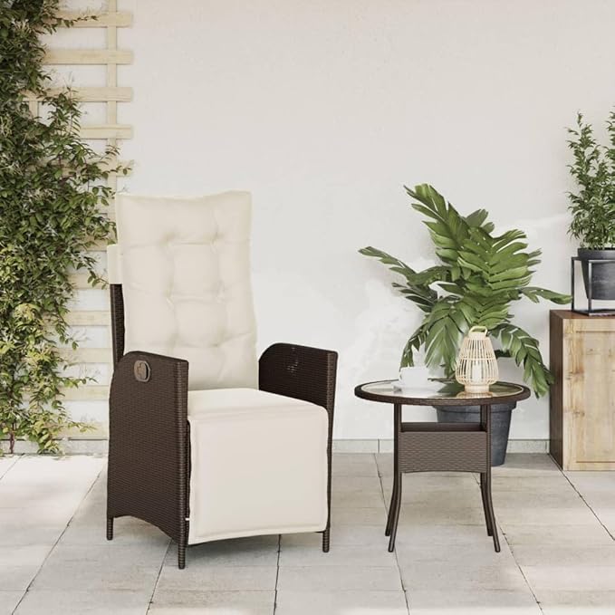 Reclining Patio Chair with Footrest Brown Poly Rattan Porch Chairs Camping Chairs Patio Chairs Living Room Chairs for Dining Patio Bedroom Outdoor
