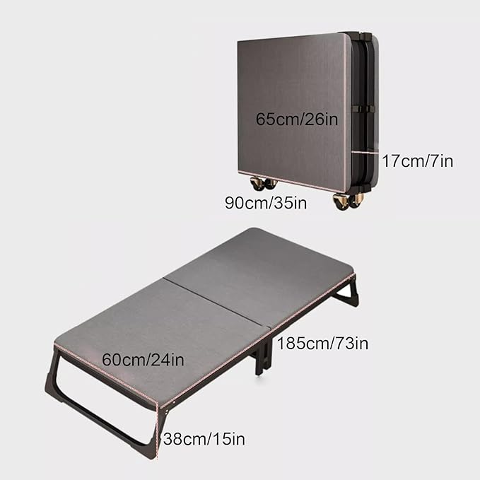 Camping Cots Double Load-Bearing Leg Design, Camping Cot 10 BeamsStable, Folding Bed Silent Anti-Skid Wheels, Folding Cot(185x38x60cm/73x15x24in)