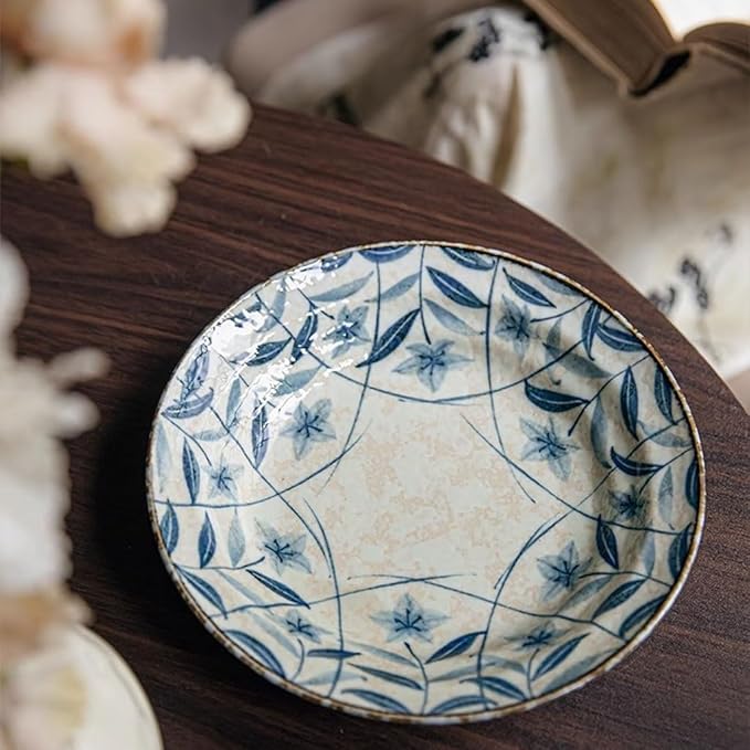 Camping Plates Retro Handmade Underglaze Ceramic Dinner Plate Home Dining Tableware Decorative Plate