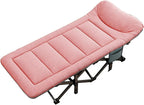Folding Camping Cot, Rollaway Bed with Pillow, Outdoor Patio Lounge Chair, Perfect for Camping, Pool, Beach, Patio