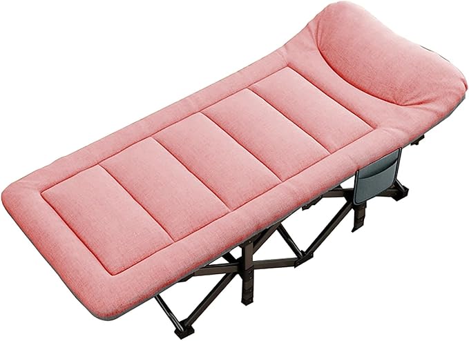 Folding Camping Cot, Rollaway Bed with Pillow, Outdoor Patio Lounge Chair, Perfect for Camping, Pool, Beach, Patio