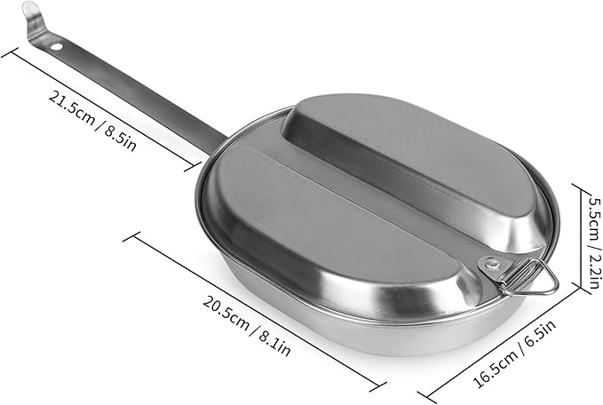 Goetland 304 Stainless Steel US Military Mess Kit Plate Set GI Type Outdoor Camping Hiking Picnic BBQ Beach