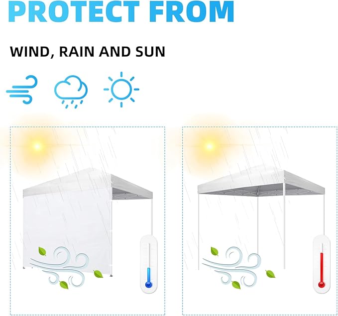 Joramoy Instant Canopy Sidewall 10×10 for Pop Up Tent, Waterproof Sunwall for Straight Leg Canopy with UV Protection, 1 Pack Side Panels Only(10×10, White)