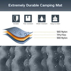 Double Sleeping Pad Camping, Self Inflating 6'' Extra-Thick 2 Person Pillow Built-in Foot Pump Waterproof Inflatable Sleeping Mat Backpacking, Tent, Hiking, Portable Camping Pad (Grey)