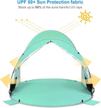 Wolfwise Pop up Beach Tent Sun Shelter with UPF50+ UV Protection, Instant Easy Setup Popup Beach Shade Canopy for 3 Person, Portable & Foldable with Carring Bag, 87 ×57×47 in, Mint Green