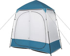 Outvita Oversize 2 Rooms Shower Tent, 7.5 FT Outdoor Pop up Changing Room, Instant Extra Wide Privacy Shelter for Camping Dressing Toilet Bathroom with Carry Bag, Blue & White
