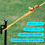Guyline Tensioner Aluminum Alloy Paracord Rope Tightener, Camping Rope String Tightener of Outdoor Tent Camping Hiking Backpacking Activity Accessories 27pcs