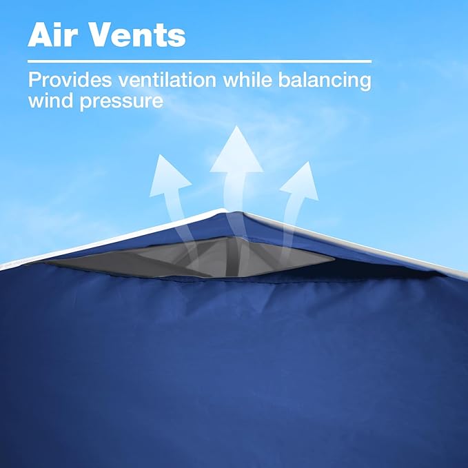 8x8 Canopy Replacement Top Cover with Air Vents for ez up Pop up Canopy Gazebo Tent with Adjustable Straps,Waterproof & Anti-UV for Outdoor Shade (Top Only,Frame Not Included) (Navy Blue)
