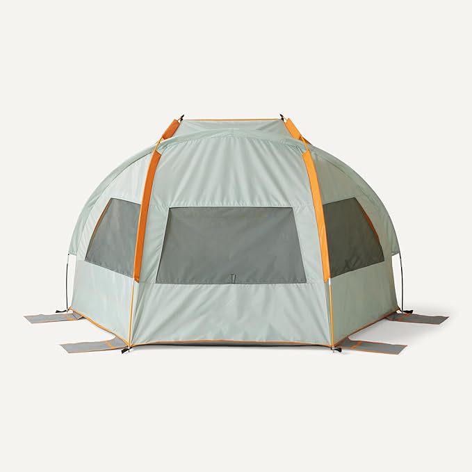 Amazon Basics Camping Sun Shelters, Screened Tent with Mesh Windows, UPF50+ Protection, Gray and Orange, 7 x 4 x 4 feet (LxWxH)