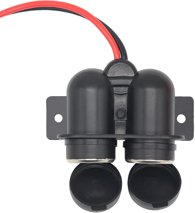 12 V Multifunctional Waterproof Car Modification Dual Cigarette Lighter Splitter Power Sockets Female Power Outlet Replacement for Portable Auto Electronic Devices