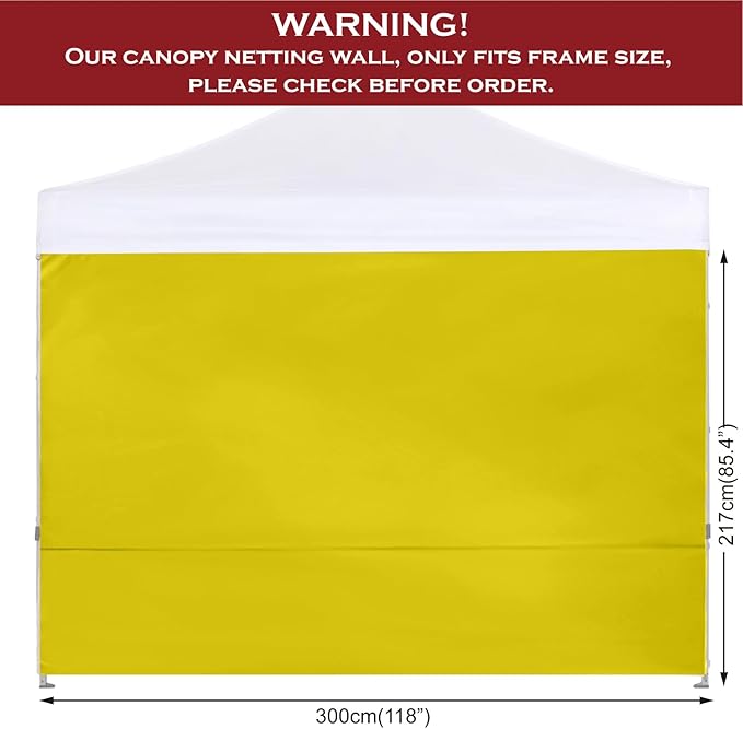 COOSHADE Instant Canopy SunWall 10x10 Canopy SideWall for Pop up Canopy Tent, 1 Pack Sidewall Only, Yellow