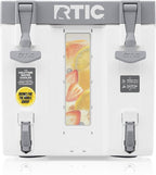 RTIC Halftime Water Cooler 3 Gallon Portable Carrier Container, Drink Beverage Dispenser, Stackable with 2 Taps, Bottleless, BPA-Free, for Sports, Camping, BBQ, Parties, Picnic, and More, White