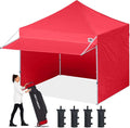 ABCCANOPY 10x10 Pop up Canopy Tent with Sidewalls - Easy up Canopies with Awning, Outdoor Tents for Parties, Market, Commercial Events, Red